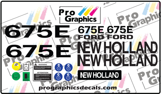 New Holland Ford 675E Aftermarket Decal Set