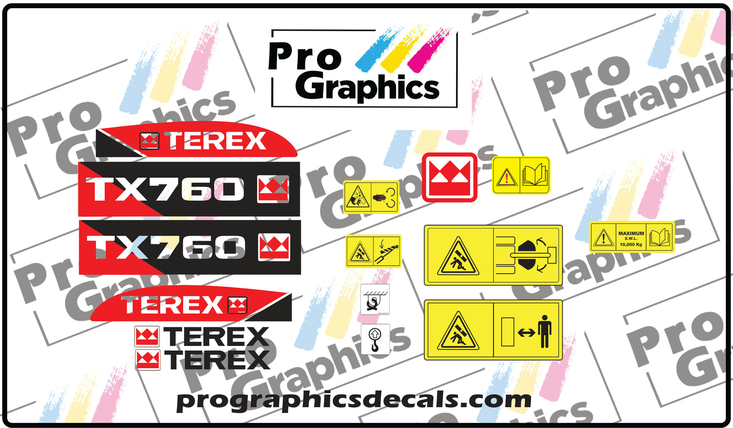 Terex TX760 Aftermarket Decal Set